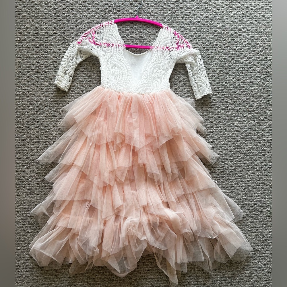 🧚 Backless A-line Lace Back Flower Girl Dress - Picture 4 of 7